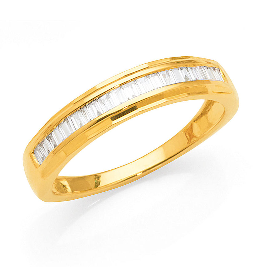 9ct Yellow Gold Baguette Diamond Band TDW 0.33CT