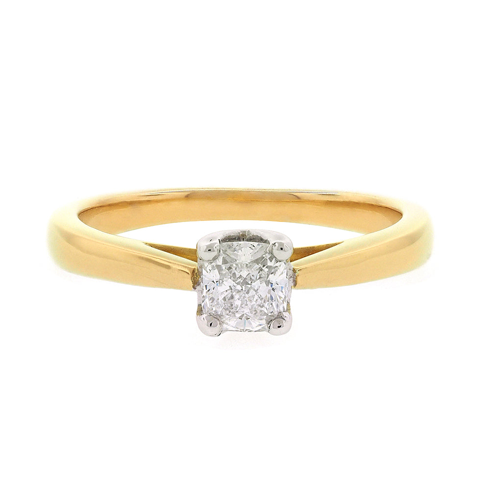 18ct Gold 0.50ct Cushion Cut Solitaire Diamond