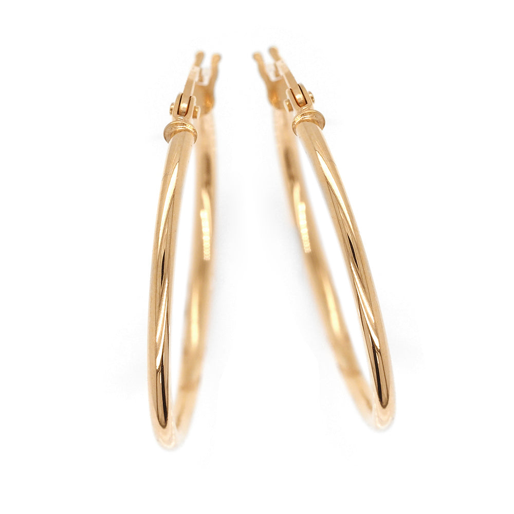 9ct Yellow Gold 20mm Plain Tube Hoop Earrings