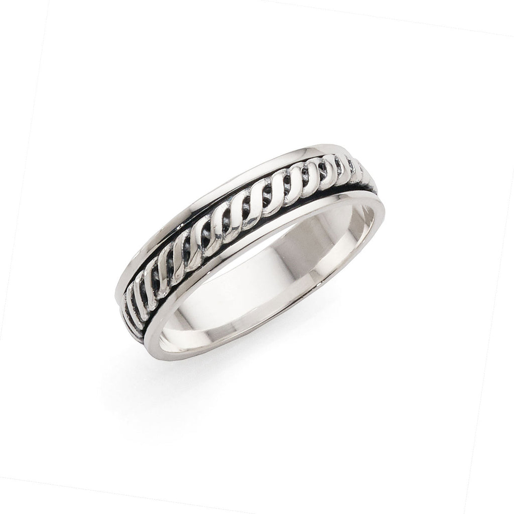 Sterling Silver Spinning Rope 6mm Band