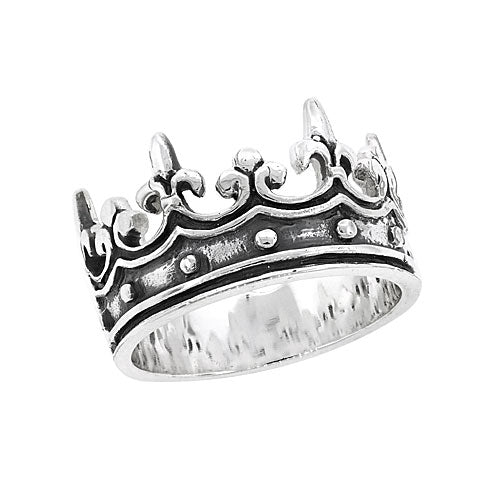 Sterling Silver 12mm Wide Crown Ring