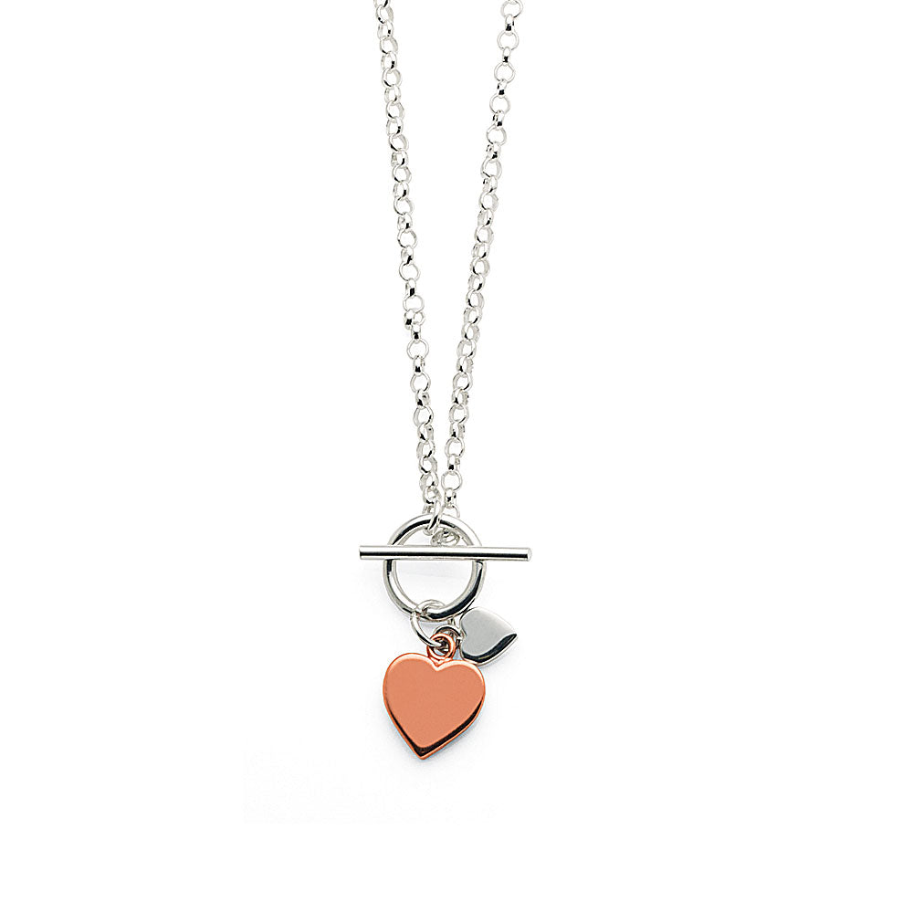 Sterling Silver 43cm Heart Fob Necklet