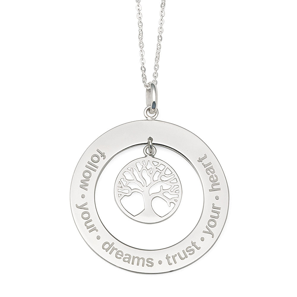 Sterling Silver 45cm Tree Of Life Circle Necklet