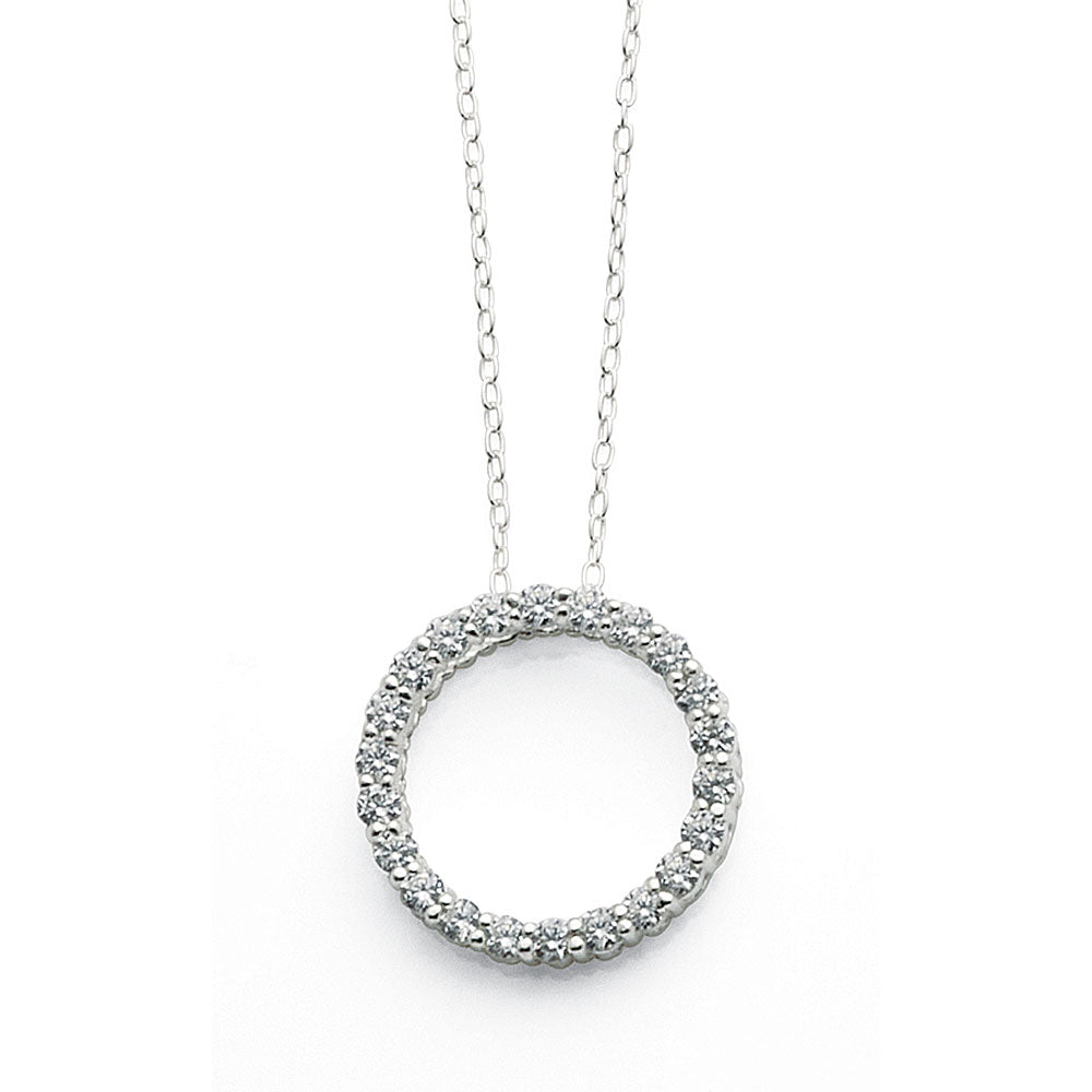Sterling Silver Cubic Zirconia Open Circle Sliding Pendant
