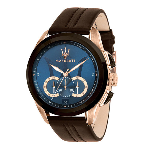 Maserati 'Traguardo' Multi-Function Brown Leather Watch R887
