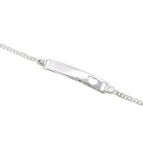 Sterling Silver Heart ID 18cm Bracelet