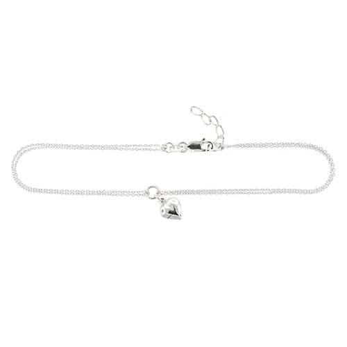 Sterling Silver 26cm Heart Anklet