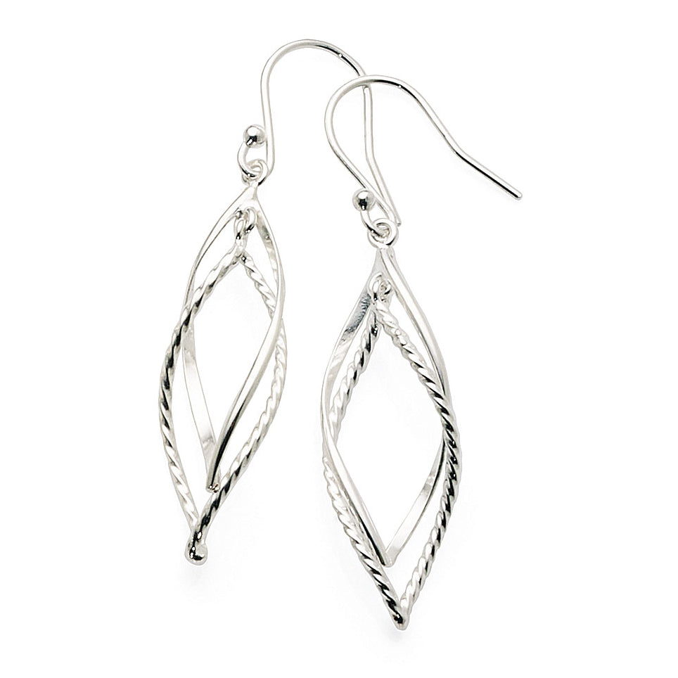 Sterling Silver Marquise Shaped Double Twist Hooks