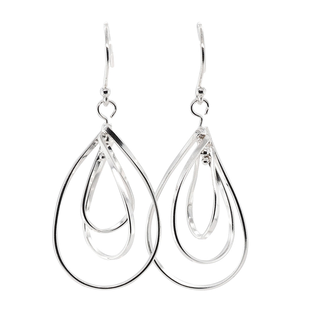 Sterling Silver Open Twist Teardrop Hook Earrings