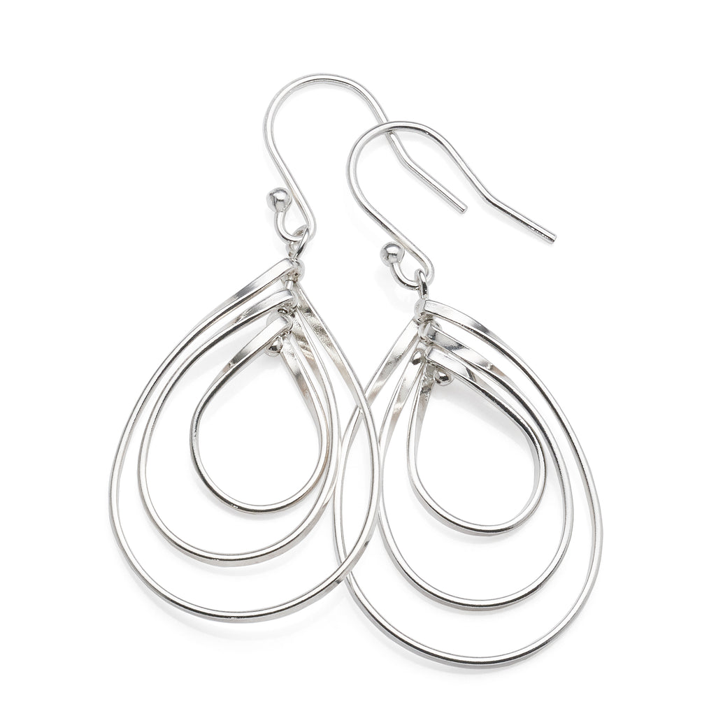 Sterling Silver Open Twist Teardrop Hook Earrings