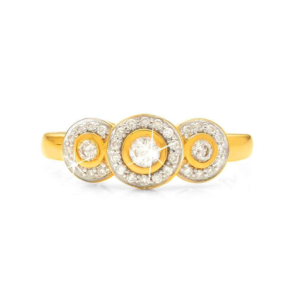 9ct Gold Diamond Trilogy Dress Ring TDW 0.34CT