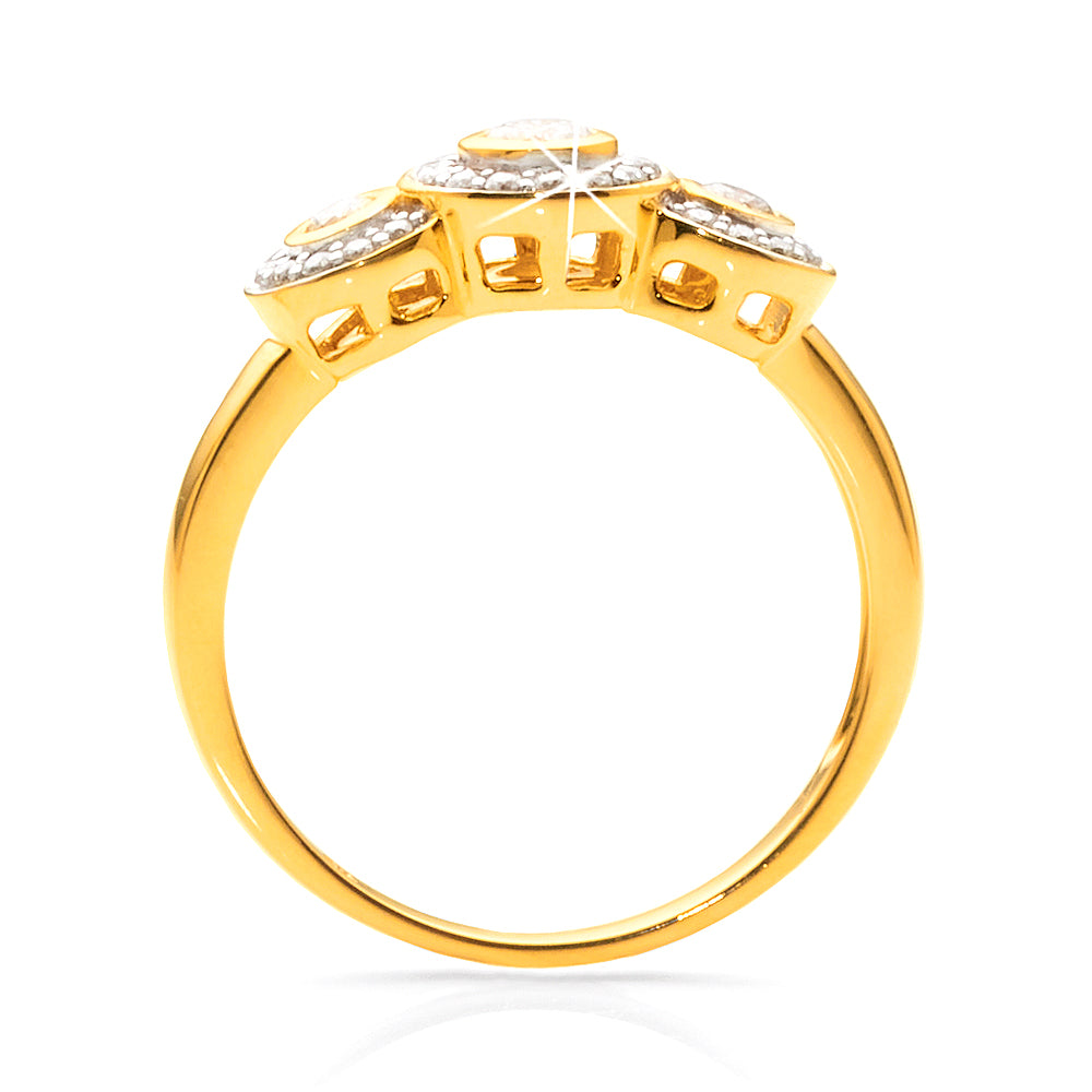 9ct Gold Diamond Trilogy Dress Ring TDW 0.34CT