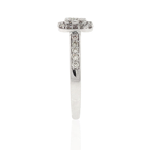 9ct White Gold Diamond Pave Set Halo Ring TDW 0.48CT