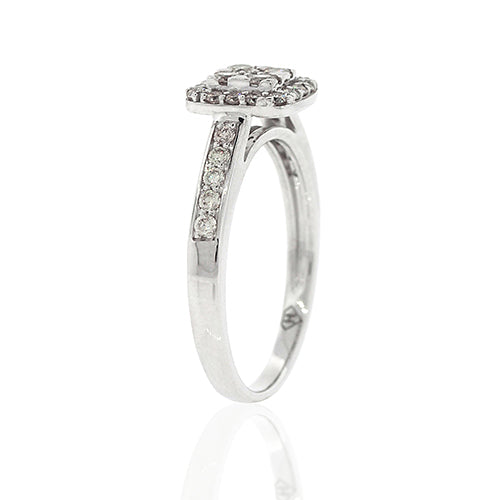 9ct White Gold Diamond Pave Set Halo Ring TDW 0.48CT