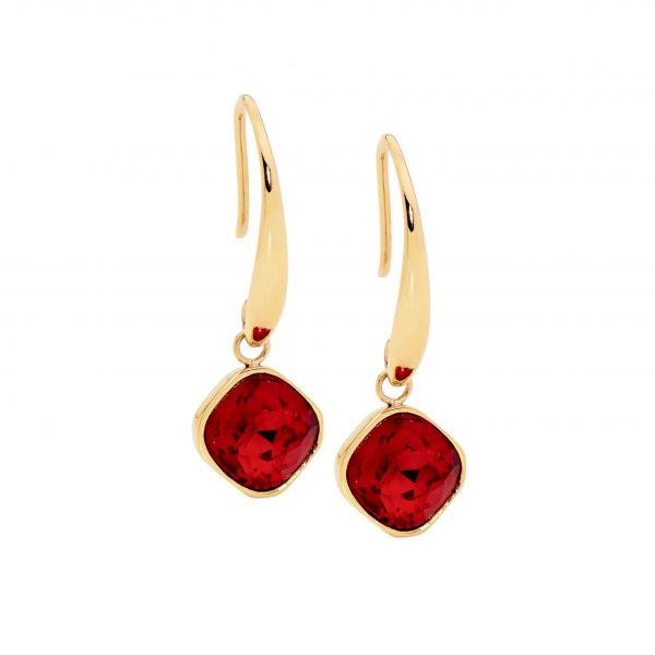 Ellani Gold-Tone Red Glass Hooks SE200RD-G