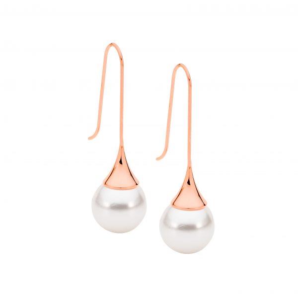 Ellani Rose-Tone Shell Pearl Hooks SE220R