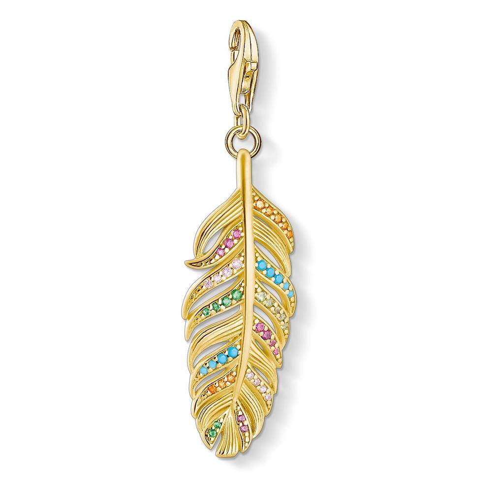 Thomas Sabo Gold Tone Sterling Silver Coloured Feather Charm