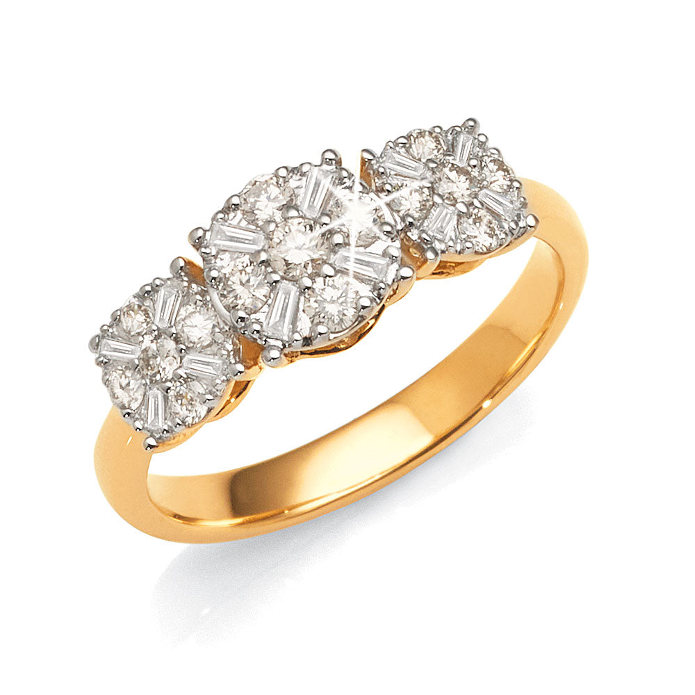 9ct Yellow Gold Diamond Trilogy Ring TDW 0.48CT