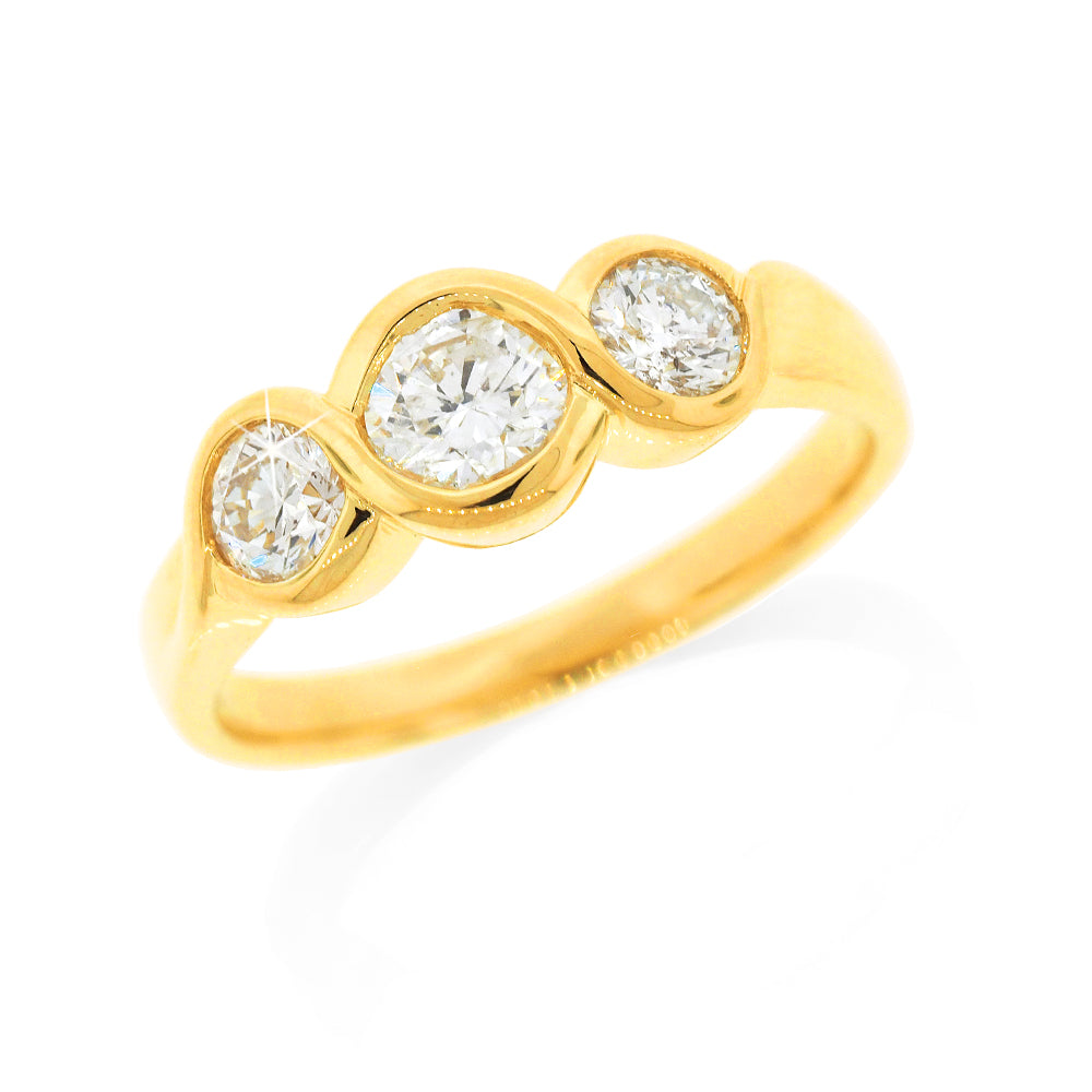 9ct Gold Trilogy Diamond Dress Ring TDW 1.08CT