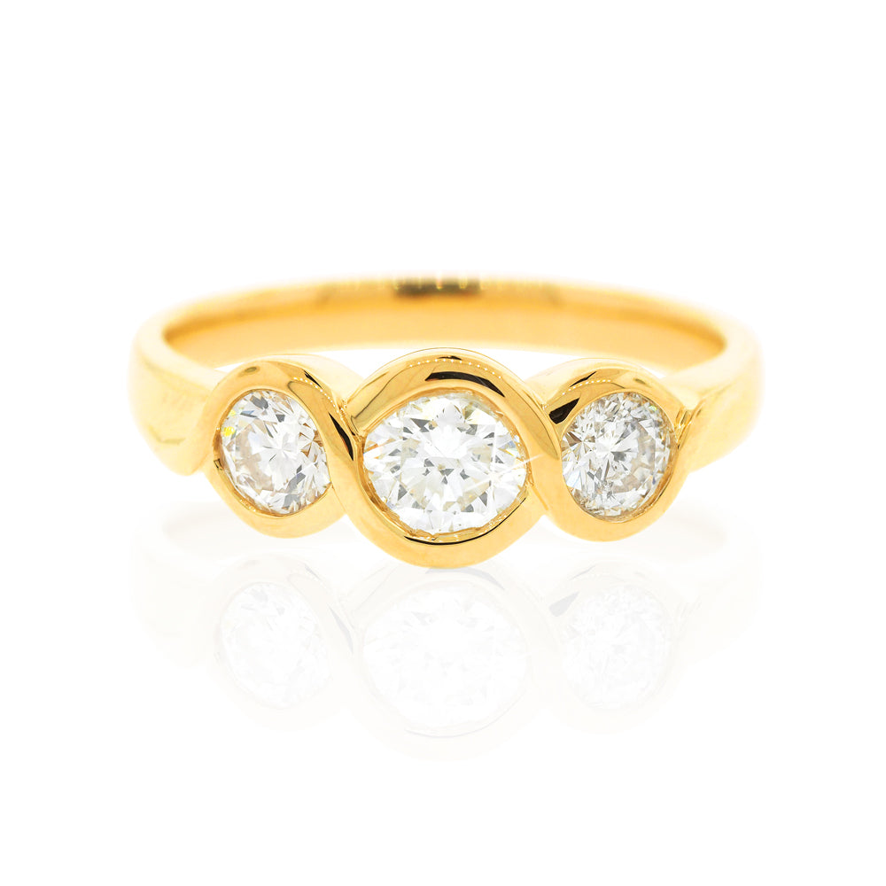 9ct Gold Trilogy Diamond Dress Ring TDW 1.08CT