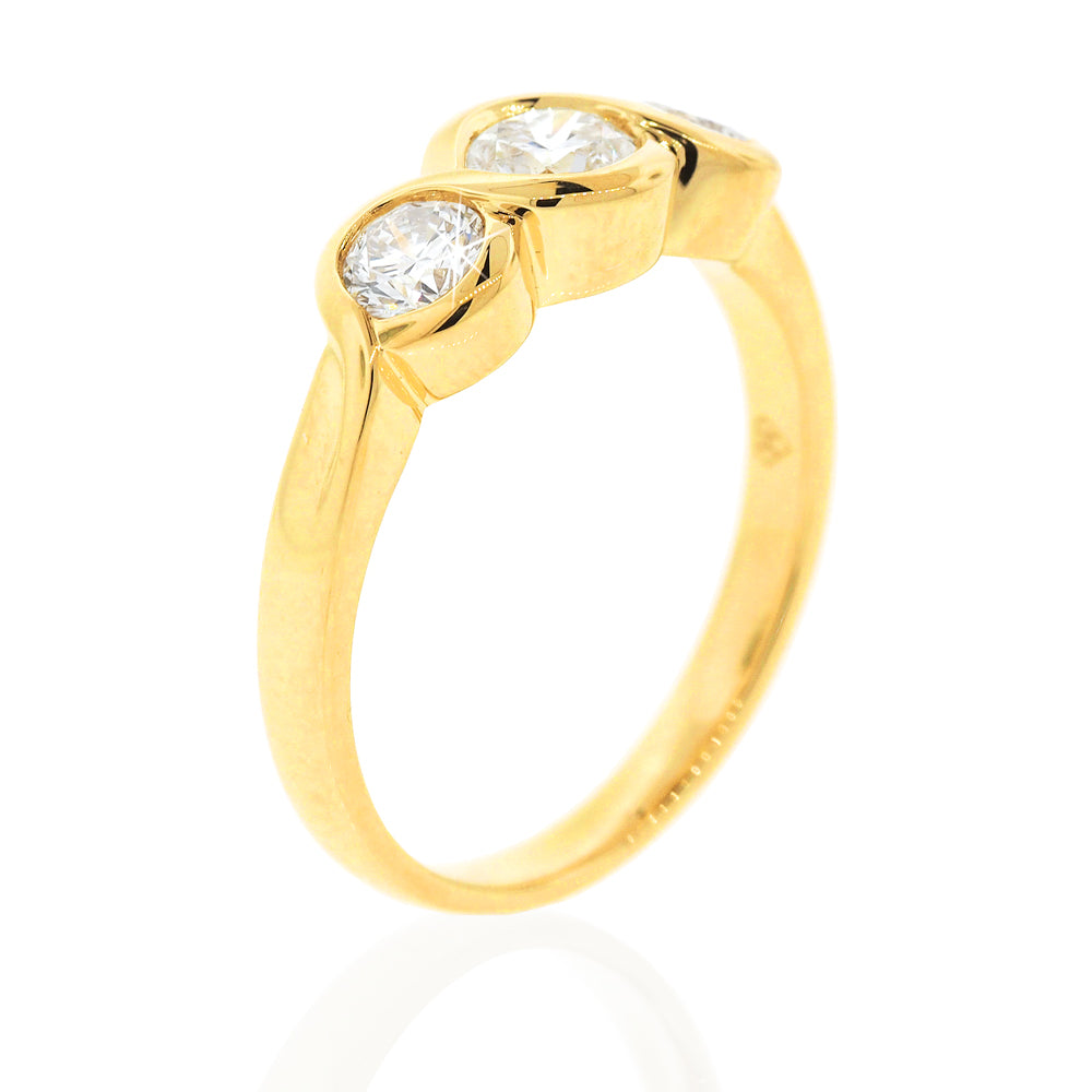 9ct Gold Trilogy Diamond Dress Ring TDW 1.08CT