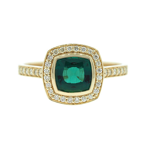 9ct Gold Created Emerald and Diamond Ring