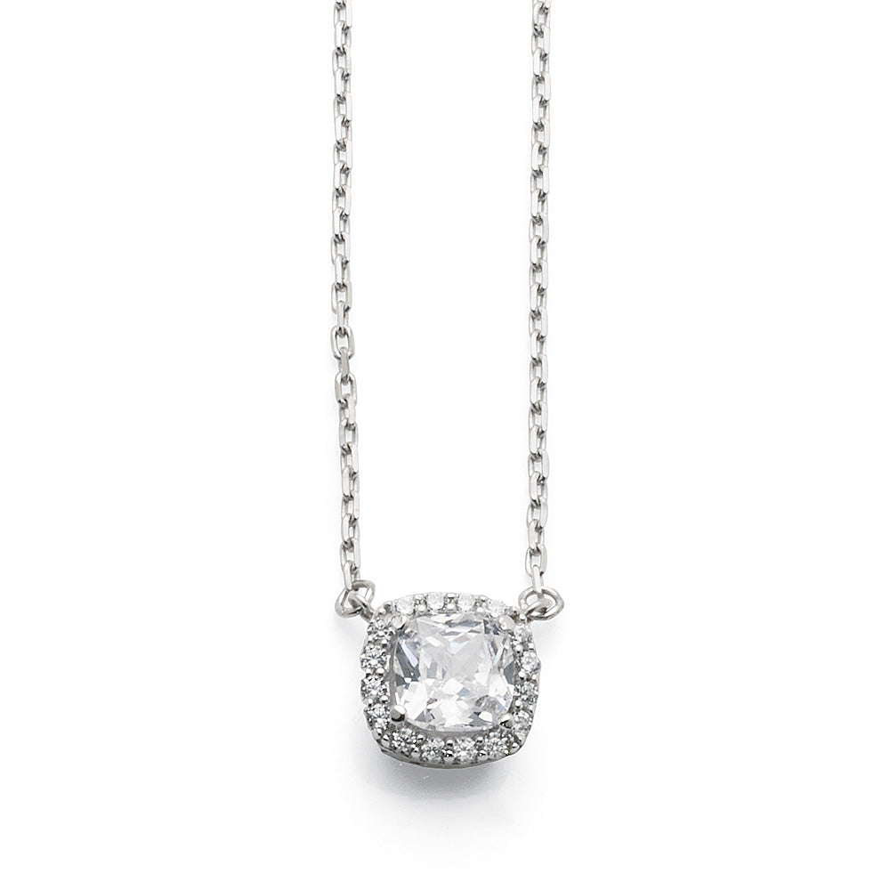 9ct White Gold Cubic Zirconia 45cm Halo Necklet