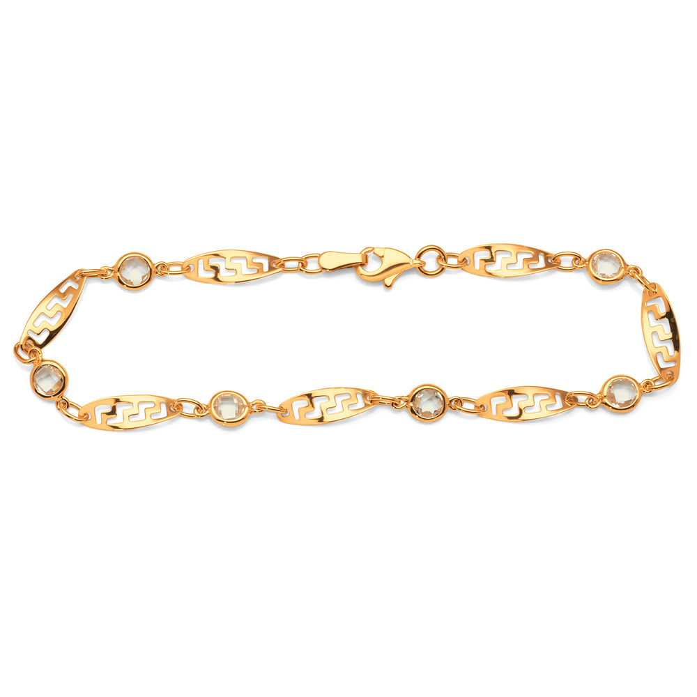 9ct Gold 19cm Quartz Flat Leaf Twist Bracelet