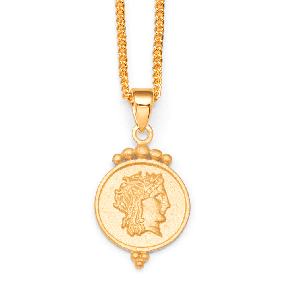 9ct Gold 13mm Royal Queen Disc Pendant