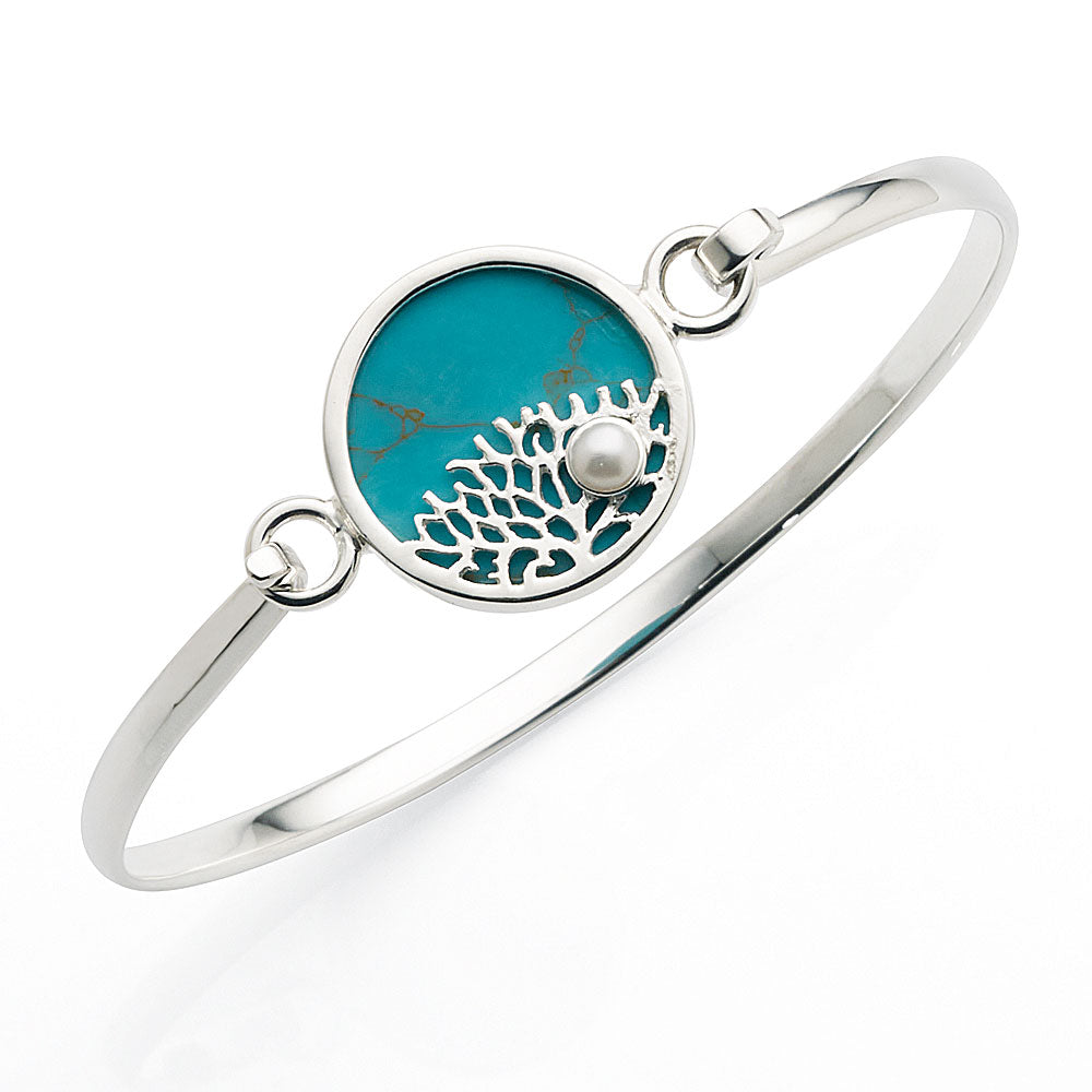 Sterling Silver Created Turquoise 61mm Bangle