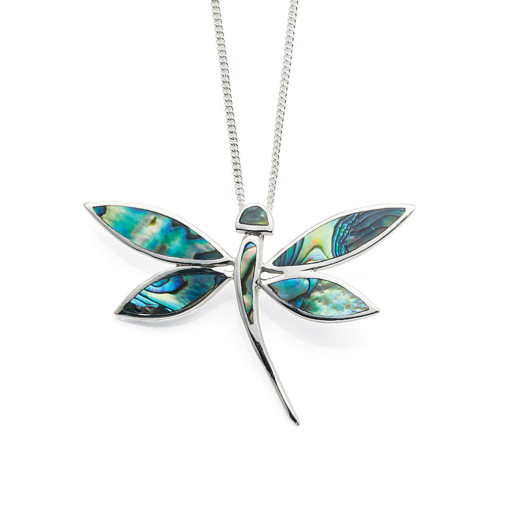 Sterling Silver Dragonfly Paua Shell Pendant