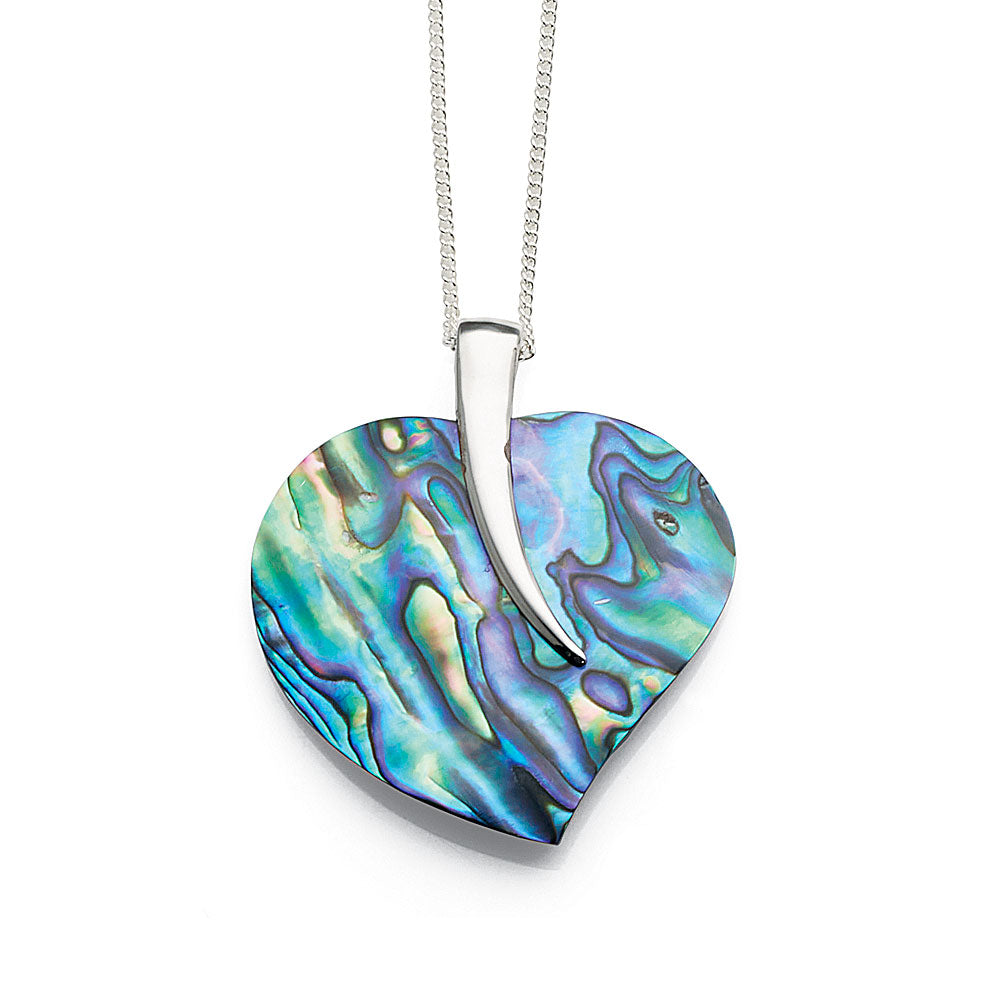 Sterling Silver Paua Shell Heart Pendant