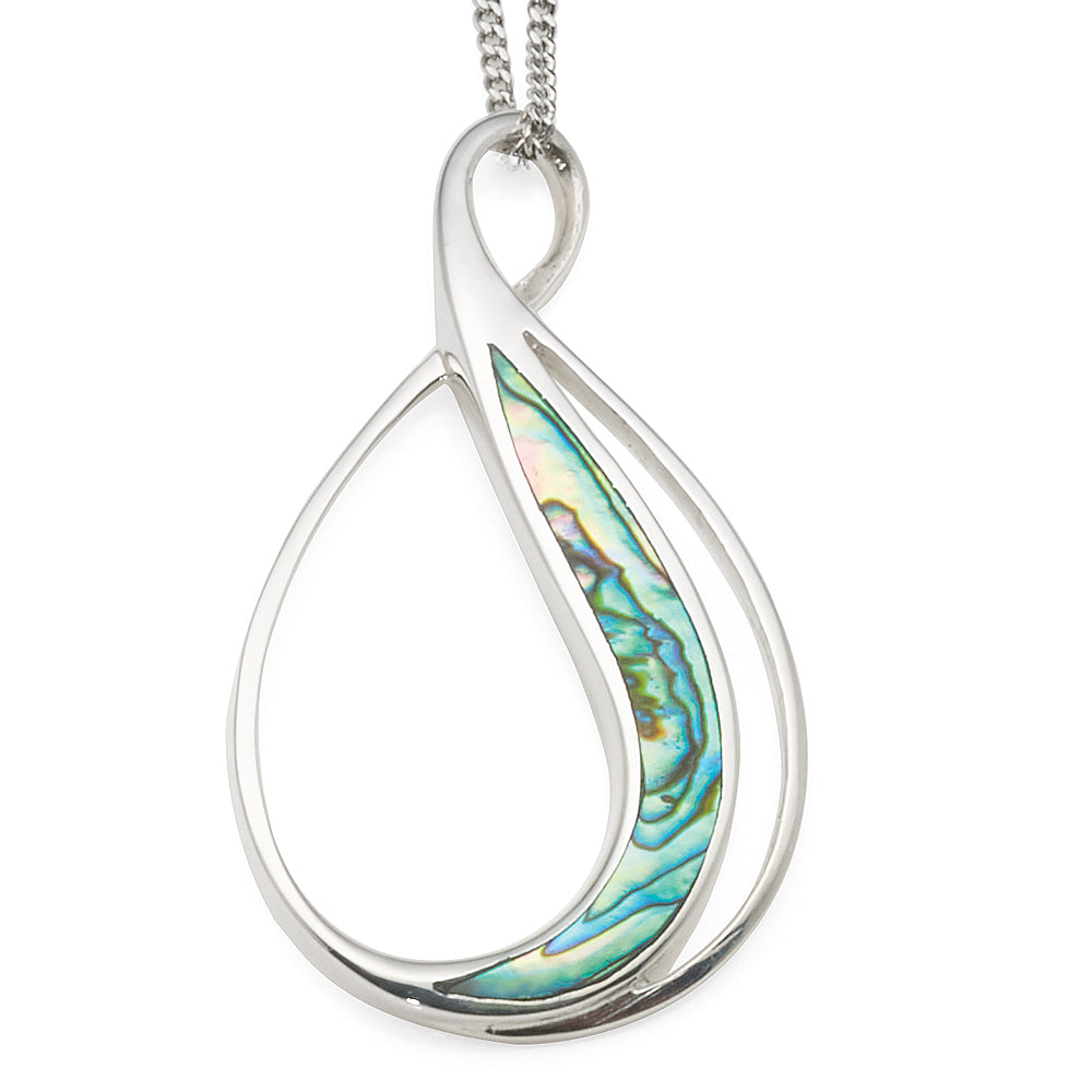 Sterling Silver Paua Shell 32mm Pear Drop Pendant