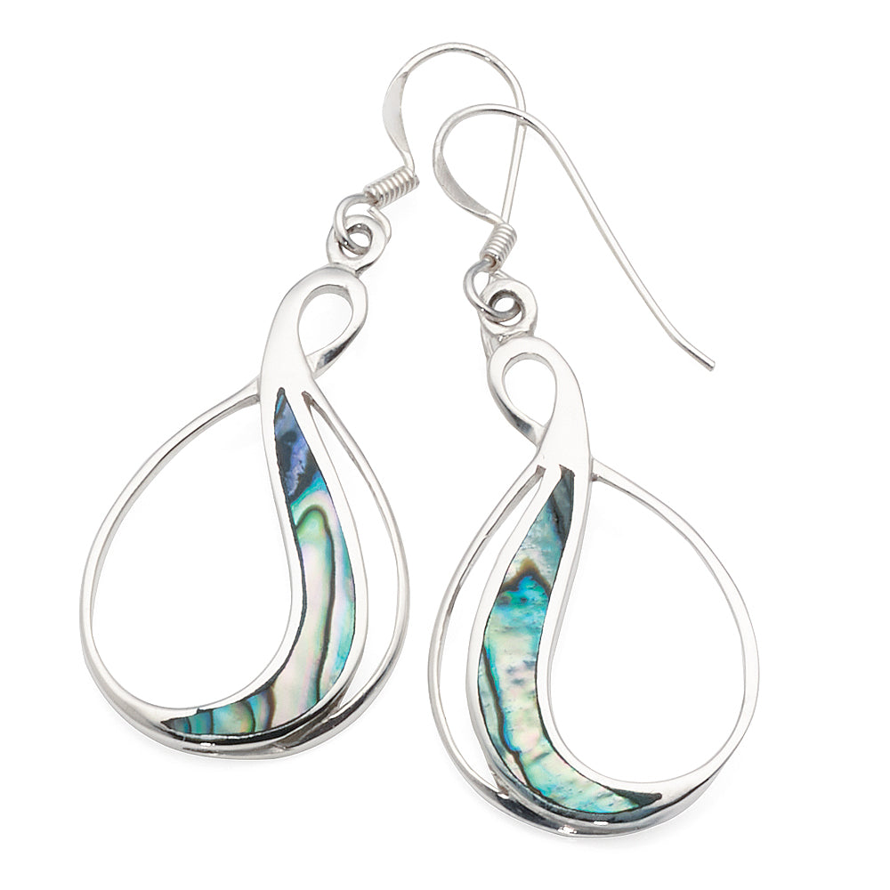 Sterling Silver Paua Shell 24mm Pear Drop Hook Earrings