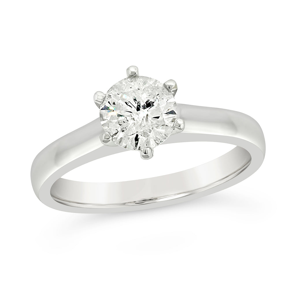 18ct White Gold 1.0 Carat 6-Claw Solitaire Diamond Ring