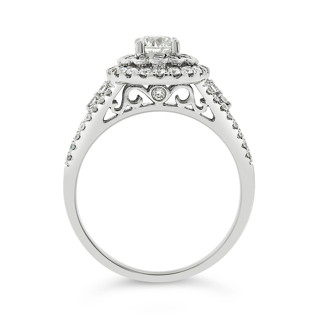 18ct White Gold 1.2 Carat Double Halo Diamond Ring