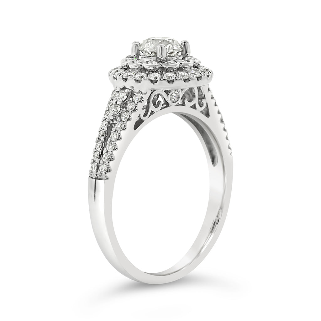 18ct White Gold 1.2 Carat Double Halo Diamond Ring