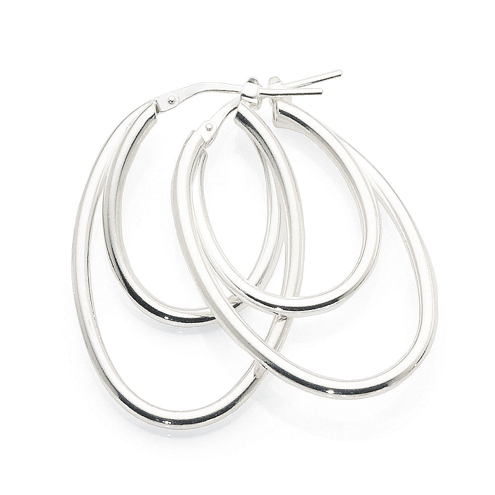 Sterling Silver 30mm Double Oval Hoops