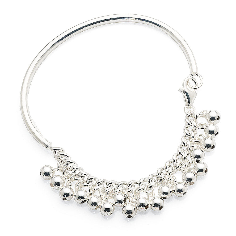 Sterling Silver 1/2 Bangle Ball Bracelet