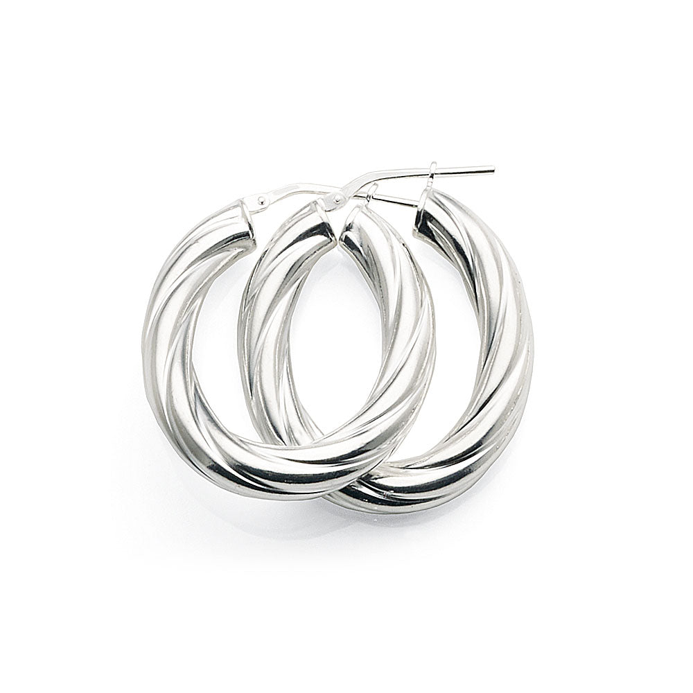 Sterling Silver 20mm Oval Twist Tube Hoops