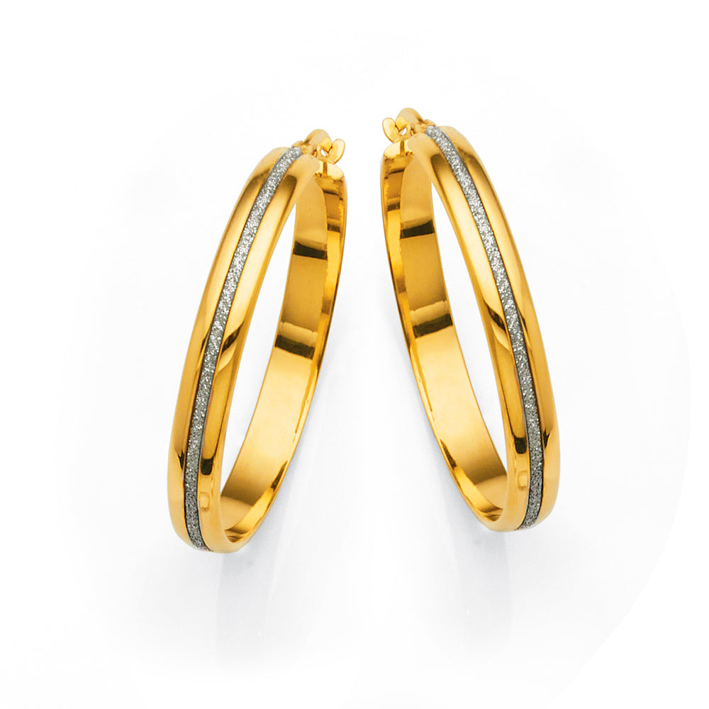 9ct 2-Tone Gold Bonded 30mm Hoop Earrings