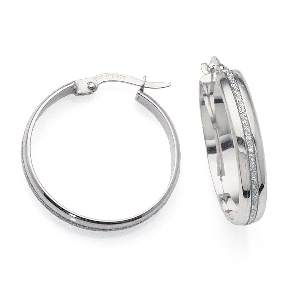 9ct White Gold Bonded 20mm Hoop Earrings