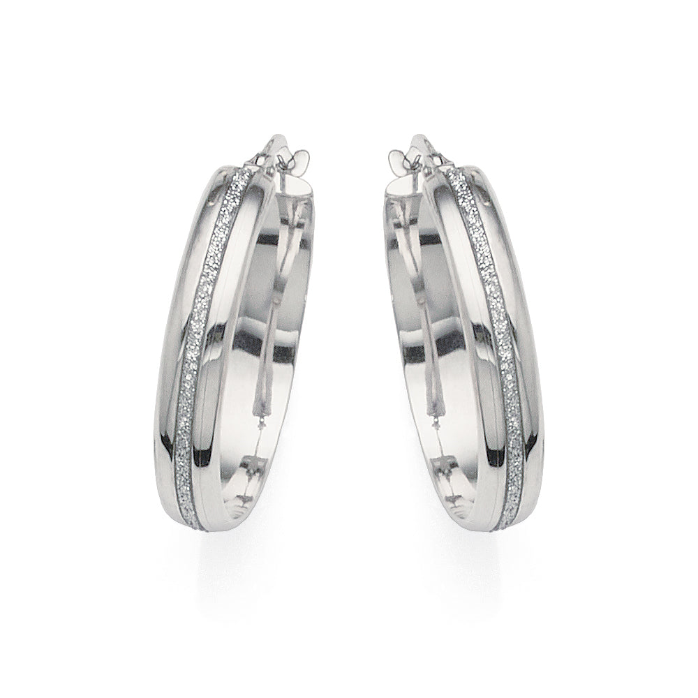 9ct White Gold Bonded 20mm Hoop Earrings