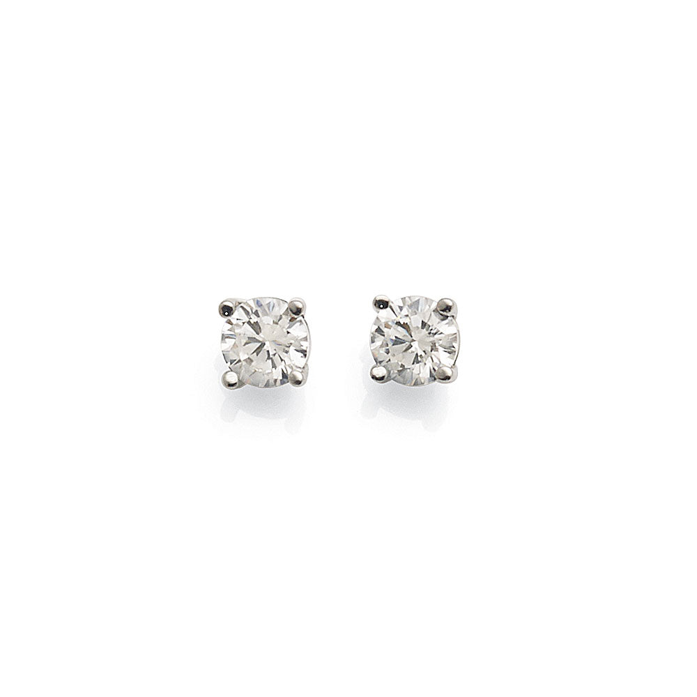 Sterling Silver 3mm Round Cubic Zirconia 4 Claw Studs