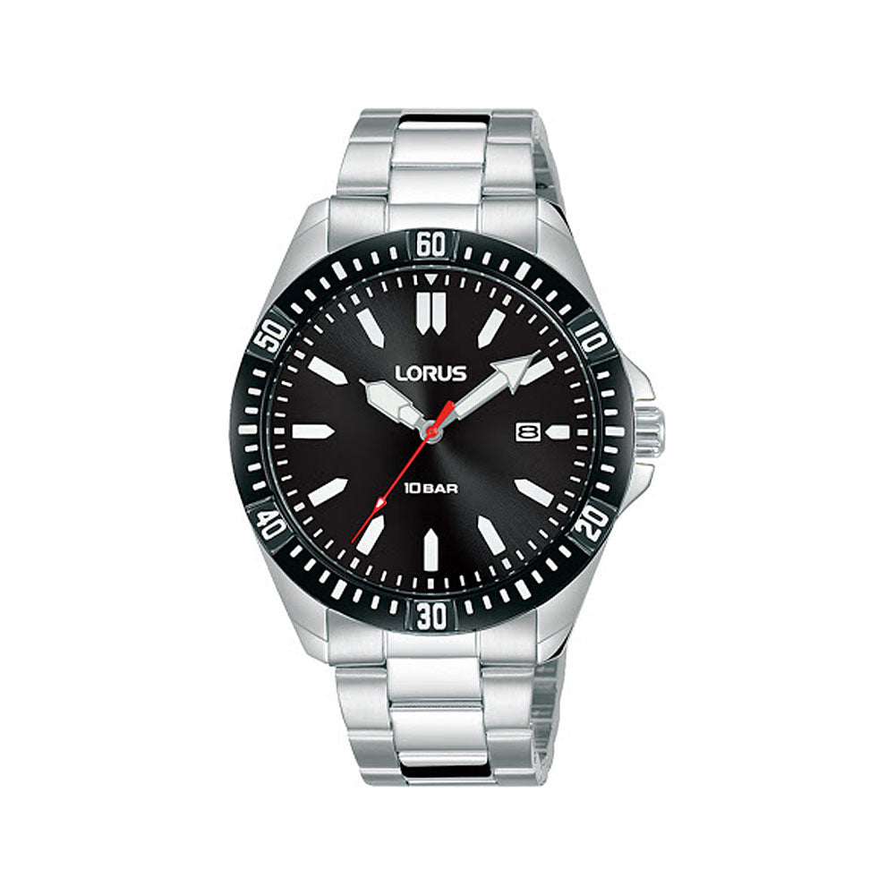 Lorus Stainless Steel Black Dial Watch RH935MX-9