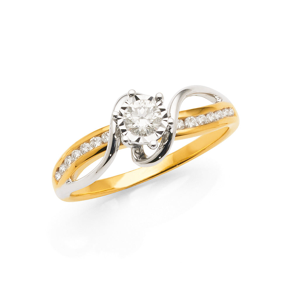 9ct 2-Tone Gold Diamond Dress Ring TDW 0.44CT
