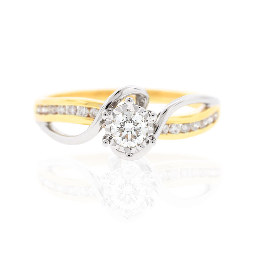 9ct 2-Tone Gold Diamond Dress Ring TDW 0.44CT