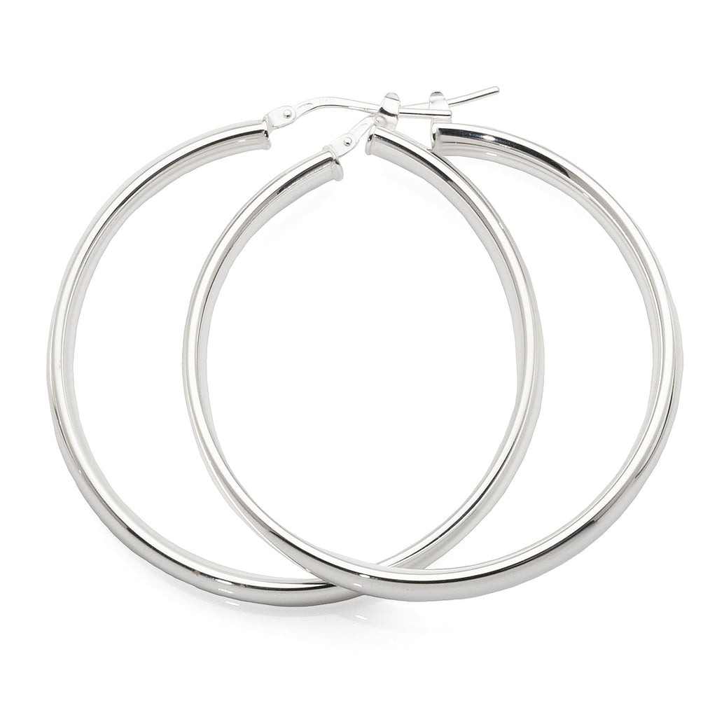 Sterling Silver 40mm Plain Tube Hoop