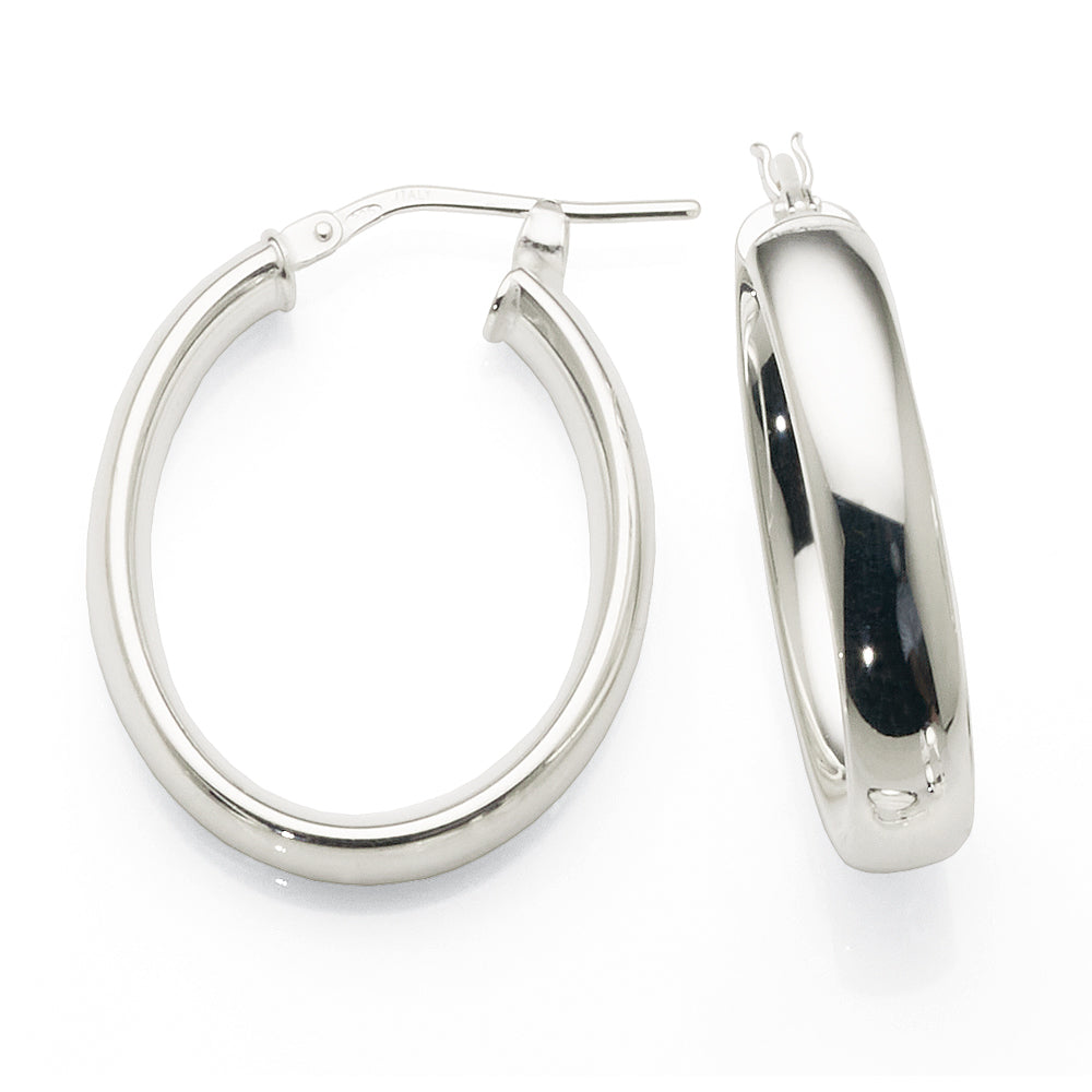 Sterling Silver 15x20mm Oval Hoop Earrings