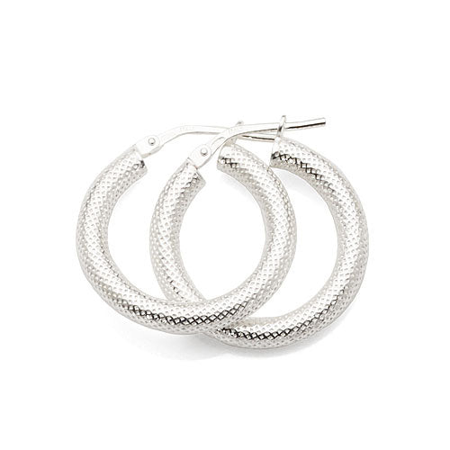 Sterling Silver 15mm Dot Textured Hoops